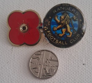 GLASGOW RANGERS FOOTBALL CLUB  LEST WE FORGET POPPY BADGE  for sale on Ebay
