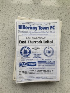 Billericay Town v East Thurrock United 14th Mar 1989 East Anglian Cup for sale on Ebay
