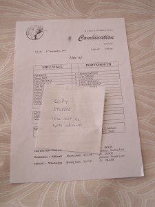 Millwall Res v Portsmouth Res Avon Insurance Combination 9.9.1997 for sale on Ebay