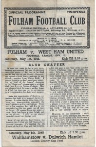 Fulham v West Ham United 1947/48 Football League for sale on Ebay