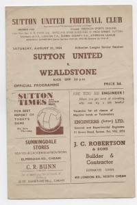 1954/55 Athenian League - SUTTON UNITED v. WEALDSTONE for sale on Ebay