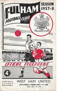 Fulham v West Ham United 1957/58 Football League for sale on Ebay