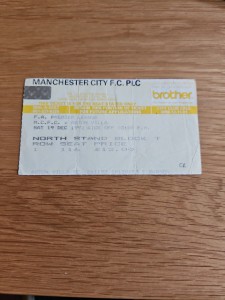 Manchester City V Aston Villa 19/12/1992 Ticket for sale on Ebay