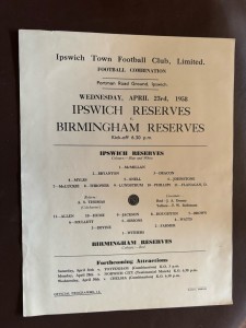 Ipswich Town Res V Birmingham Res Football Programme Single Sheet 23/4/1958 for sale on Ebay
