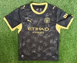 GENUINE MAN CITY SIGNED AWAY 26/27 SHIRT FT HAALAND, CHERKI, ENZO, BID, COA (PP) for sale on Ebay