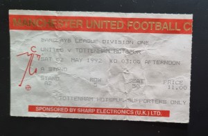 Manchester United v Tottenham/Spurs 1991/92 ticket for sale on Ebay