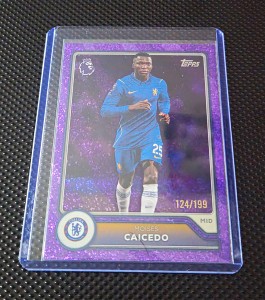 Topps Premier League Moisés Caicedo Chelsea Purple Parallel Numbered 124/199 for sale on Ebay