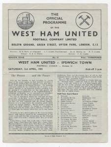 1954/55 Division 2 - WEST HAM UNITED v. IPSWICH TOWN for sale on Ebay