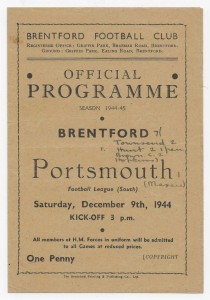 1944/45 Football League (South) - BRENTFORD v. PORTSMOUTH for sale on Ebay