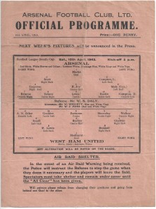Arsenal v West Ham United 1942/43 Football League (South) Cup for sale on Ebay