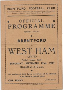 Brentford v West Ham United 1945/46 Football League (South) for sale on Ebay