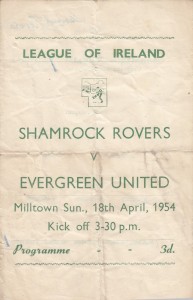 Shamrock Rovers v Evergreen 18/4/1954 LOI at Milltown for sale on Ebay
