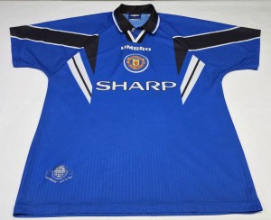 Vintage Manchester United Umbro 1996/97 Men's Size XL Third Football Shirt Blue  for sale on Ebay