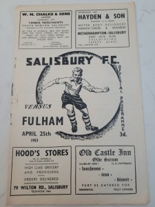 Salisbury FC V Fulham 25.4. 1953 - Special Attraction Match for sale on Ebay