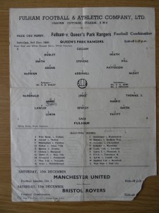 Fulham v QPR reserves (combination) 49-0 for sale on Ebay