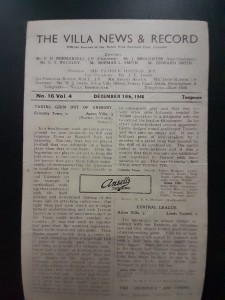 Aston Villa v Leeds Utd, 14.12.1946. 1st Division fixture @ Villa Park. for sale on Ebay