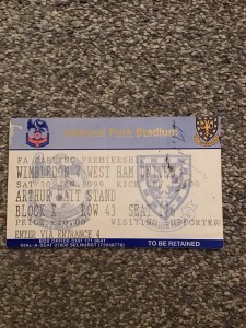 Wimbledon V West Ham 1998/99 Football Ticket Stub for sale on Ebay