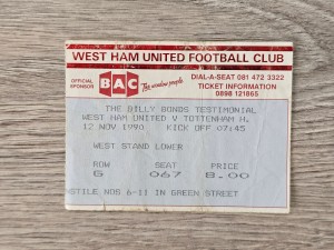 1990 - WEST HAM UTD v TOTTENHAM TICKET - BILLY BONDS TESTIMONIAL - 90/91 for sale on Ebay