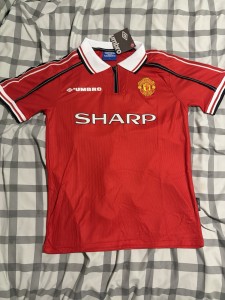 Manchester United Red Home Sharp Retro Football Shirt Size S Brand New With Tags for sale on Ebay