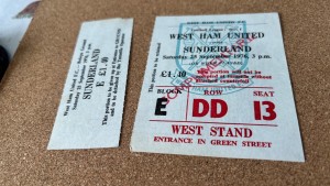 1976 West Ham vs. Sunderland - Ticket w/ Stubwest ham ticket for sale on Ebay