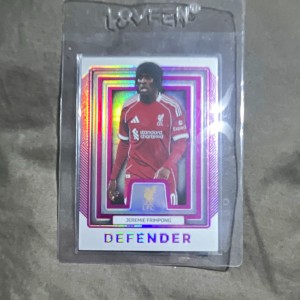 Futera 2025 Liverpool FC Platinum Jeremie Frimpong Defender Insert 40/40 bookend for sale on Ebay