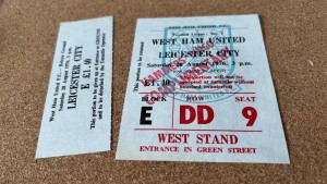 1976 West Ham vs. Leicester City - ticket w/ Stub for sale on Ebay