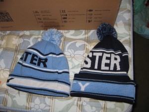 Manchester City Football Shirt 2 Bobble Hats Acrylic Sky & Dark Blue Adults for sale on Ebay