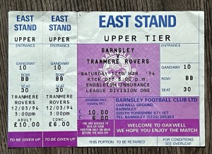 BARNSLEY FC HOME TICKET STUBS 1993- 2002 for sale on Ebay