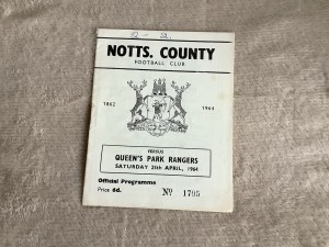 Notts County V Queens Park Rangers QPR. Div 3. 25th Apr 1964. Season 63/64 for sale on Ebay