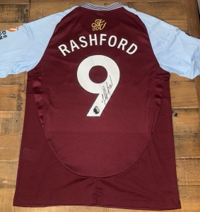 Signed Marcus Rashford Aston Villa 24/25 Home Shirt Proof England for sale on Ebay