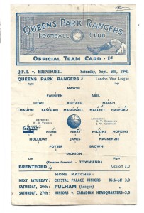 1941 SINGLE SHEET FOOTBALL PROGRAMME , QUEENS PARK RANGERS v BRENTFORD for sale on Ebay