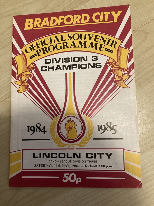 Bradford City v Lincoln City 1984/85(fire Disaster Programme) for sale on Ebay