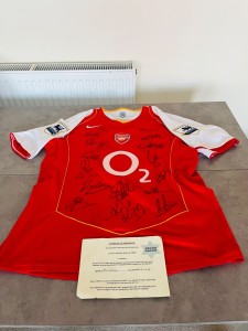 Rare Arsenal invincible’s Squad Signed shirt + COA (Viera, Henry, Bergkamp etc) for sale on Ebay