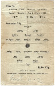 Leicester City v Stoke City 1942/43 programme for sale on Ebay