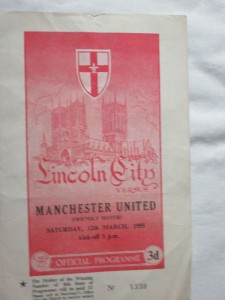 programme: LIncoln City v Manchester United 1955 (friendly) for sale on Ebay