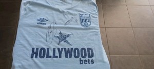 BRYAN MBEUMO & YOANNE WISSA - BRENTFORD - HAND SIGNED OFFICIAL AWAY SHIRT PROOF for sale on Ebay