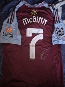 John Mcginn Signed Aston Villa Shirt Champions League Patch for sale on Ebay