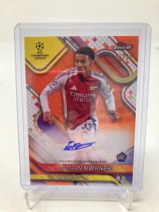 TOPPS FINEST UCC 24/25 ETHAN NWANERI RC ARSENAL ORANGE WAVE SSP AUTO 45741. for sale on Ebay