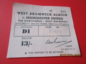 MATCH TICKET STUB :  WEST BROMWICH ALBION  v  MANCHESTER UNITED  1969/70 OCT 25 for sale on Ebay