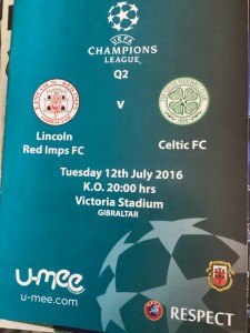 Lincoln Red Imps v Celtic 2016 Champions League for sale on Ebay