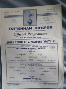 Tottenham Youth v Watford Southern Junior floodlight cup single sheet 1959/60 for sale on Ebay