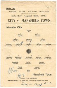Leicester City v Mansfield Town 1943/44 programme for sale on Ebay