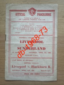 1947/48 - Liverpool v Sunderland - Division 1 for sale on Ebay