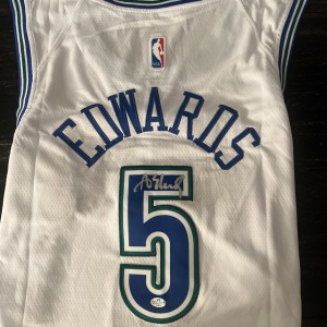 Anthony Edwards Autographed Signed T’wolves White Jersey for sale on Ebay