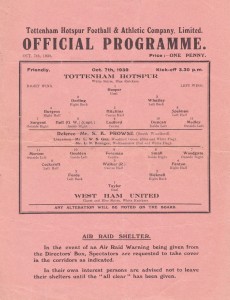 WAR-TIME WW2 FRIENDLY FOOTBALL PROGRAMME TOTTENHAM HOTSPUR WEST HAM UNITED 1939 for sale on Ebay