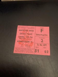 Manchester United v Crystal Palace 1969/70 Match Ticket for sale on Ebay