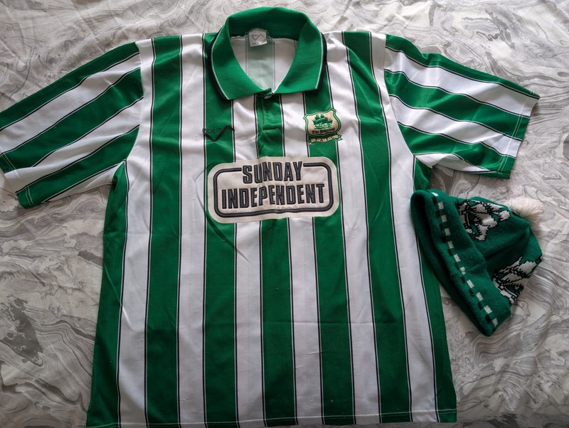 Plymouth Argyle Shirt & Beanie Hat Vintage Retro Sunday Independent Size 44-46