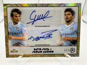 1/1 SERGIO AGUERO & DAVID SILVA Dual Auto Topps Deco Manchester City 2024-2025 for sale on Ebay