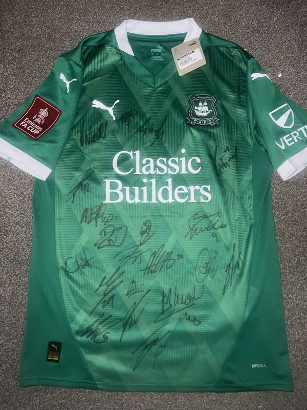 SIGNED PLYMOUTH ARGYLE FC SHIRT FA CUP 2024/2025 PROOF for sale on Ebay