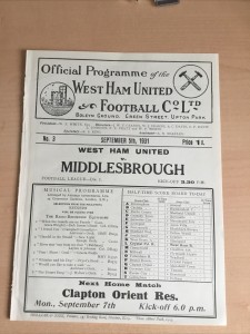 West Ham V Middlesbrough Programme 1931 for sale on Ebay